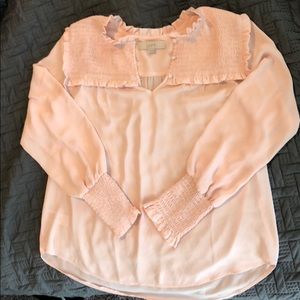 Loft light pink long sleeve blouse